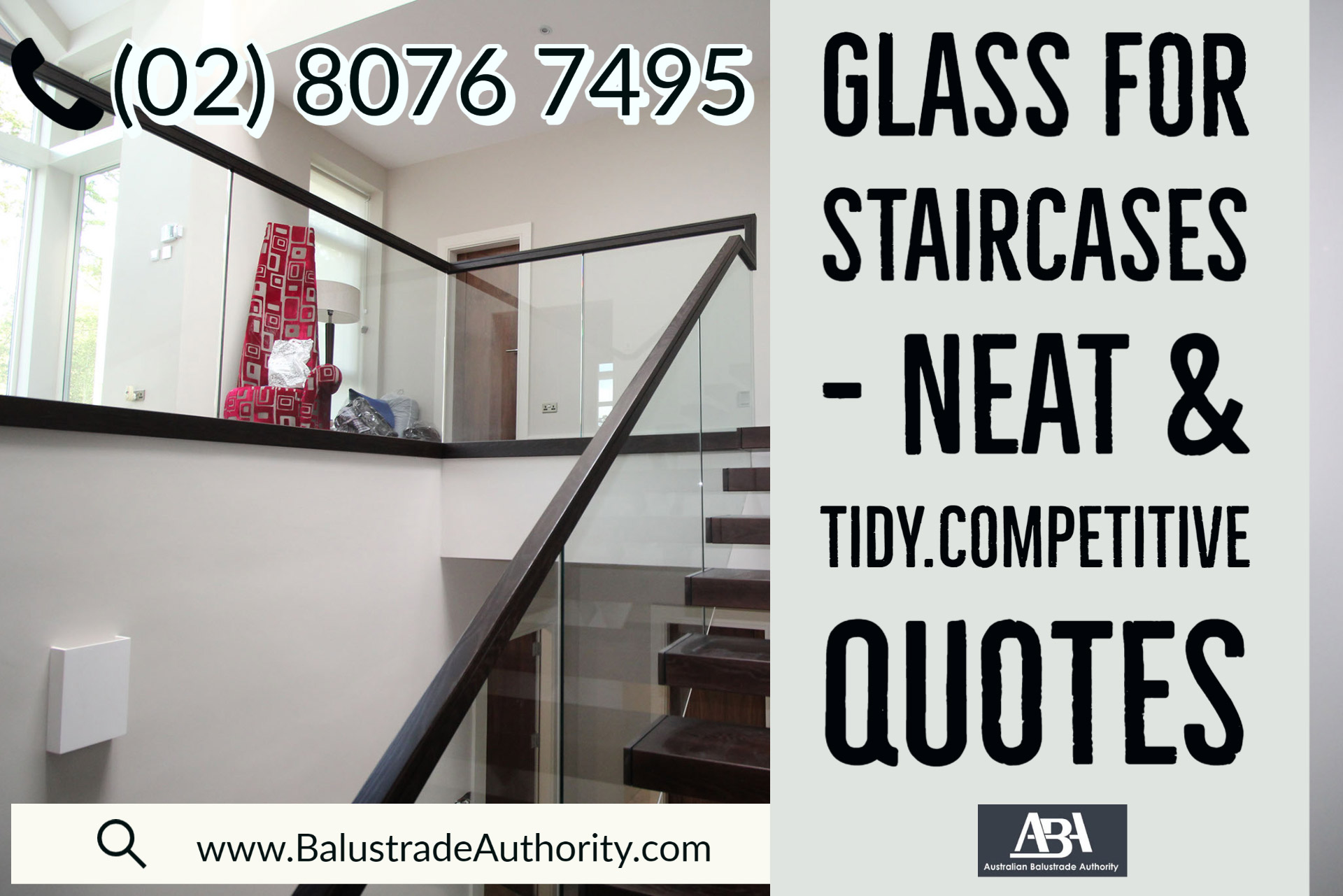 glass handrails for stairs Sydney Australia				